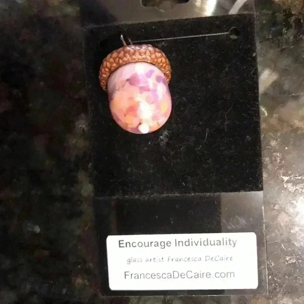 Handcrafted glass acorn pendant